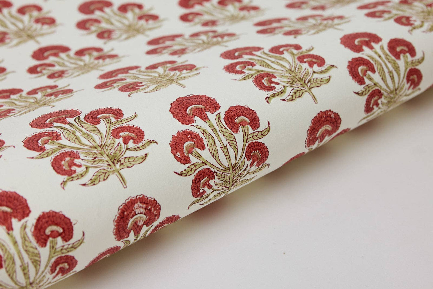 Paper Mirchi Block Printed Wrapping Paper Sheets - Aurora Winter Red