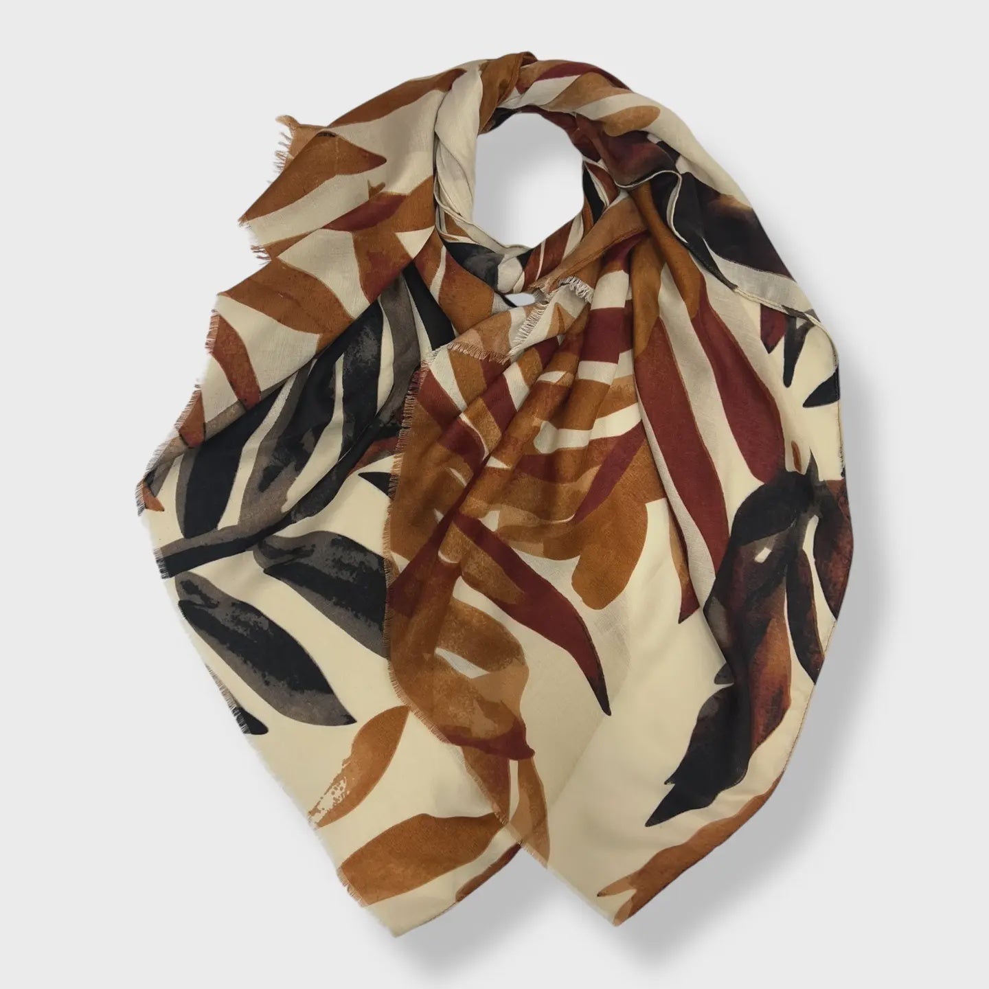 Big Amazon Leaves Scarf Beige - Precious Sparkle