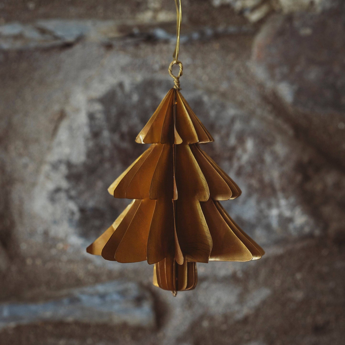 Brass Christmas Tree Hanging Decoration - Precious Sparkle