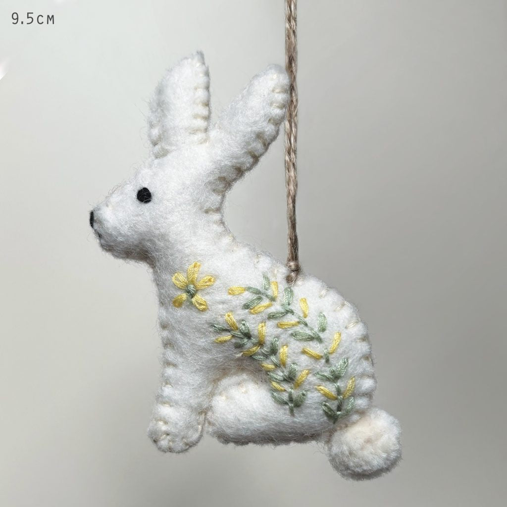 East of India Hanging Embroidered Rabbit- Large - Precious Sparkle