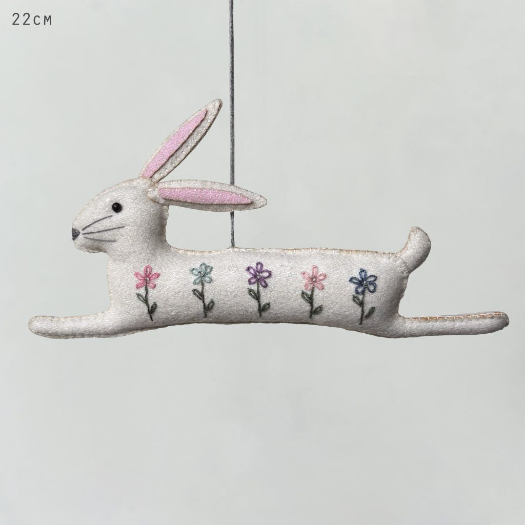 East of India Leaping Embroidered Rabbit - Precious Sparkle
