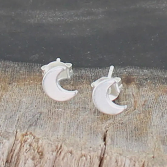 Suzie Blue Silver Moon Stud Earrings