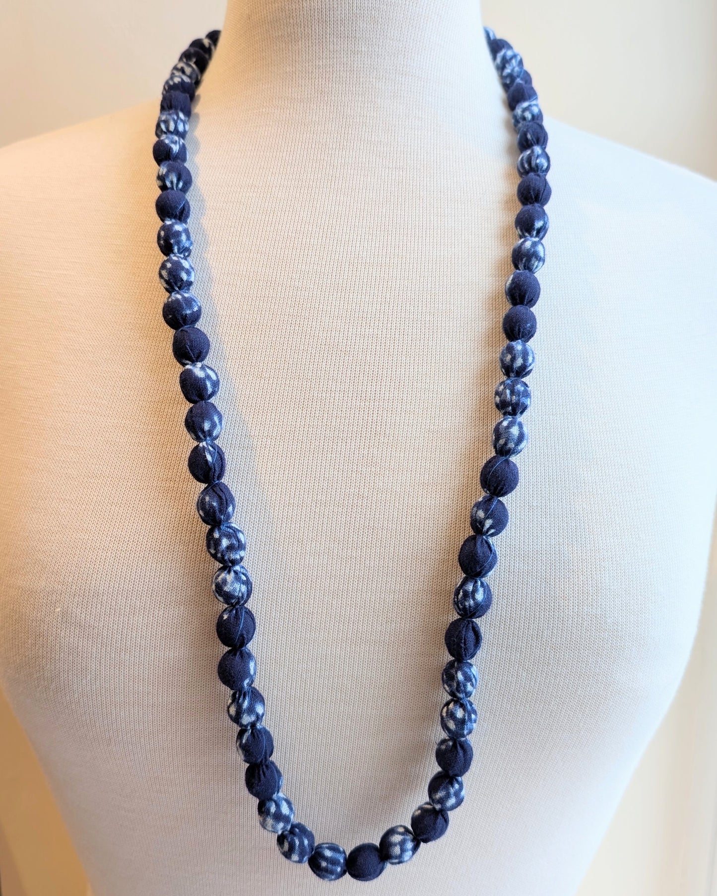 Indian Fabric Handmade Beaded Necklace Indigo - Precious Sparkle
