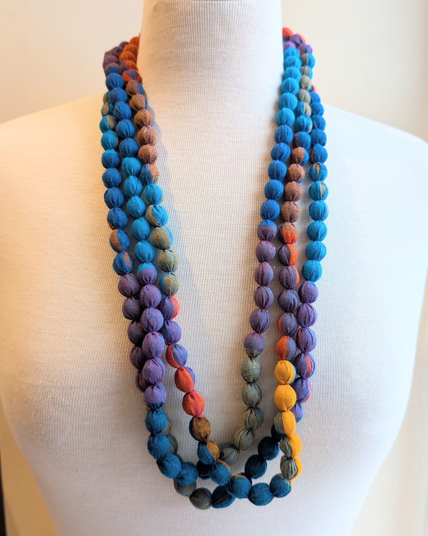 Indian Fabric Handmade Beaded Necklace Multicolour No 1 - Precious Sparkle