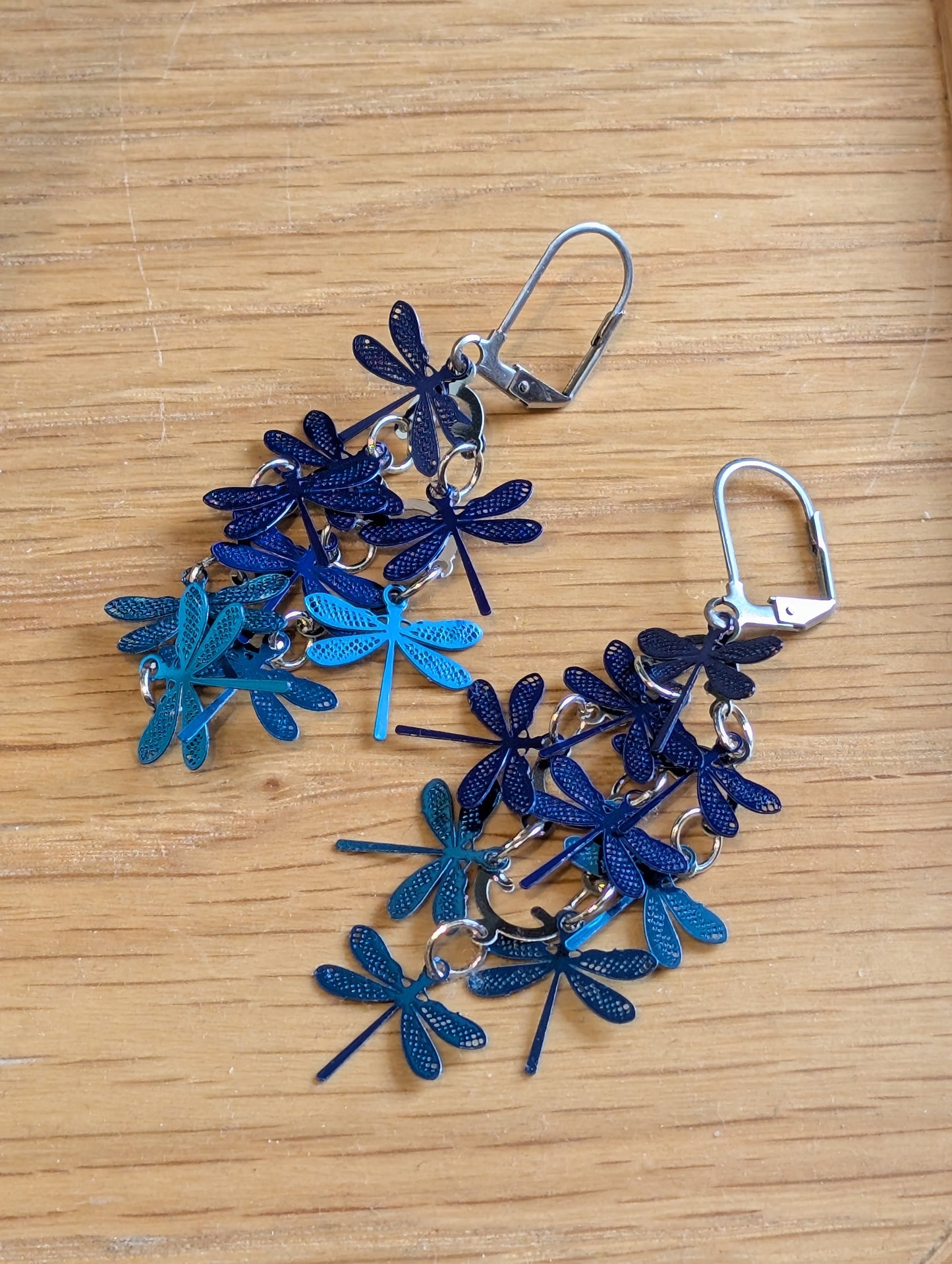 Chandelier Dragonfly Earrings Blue