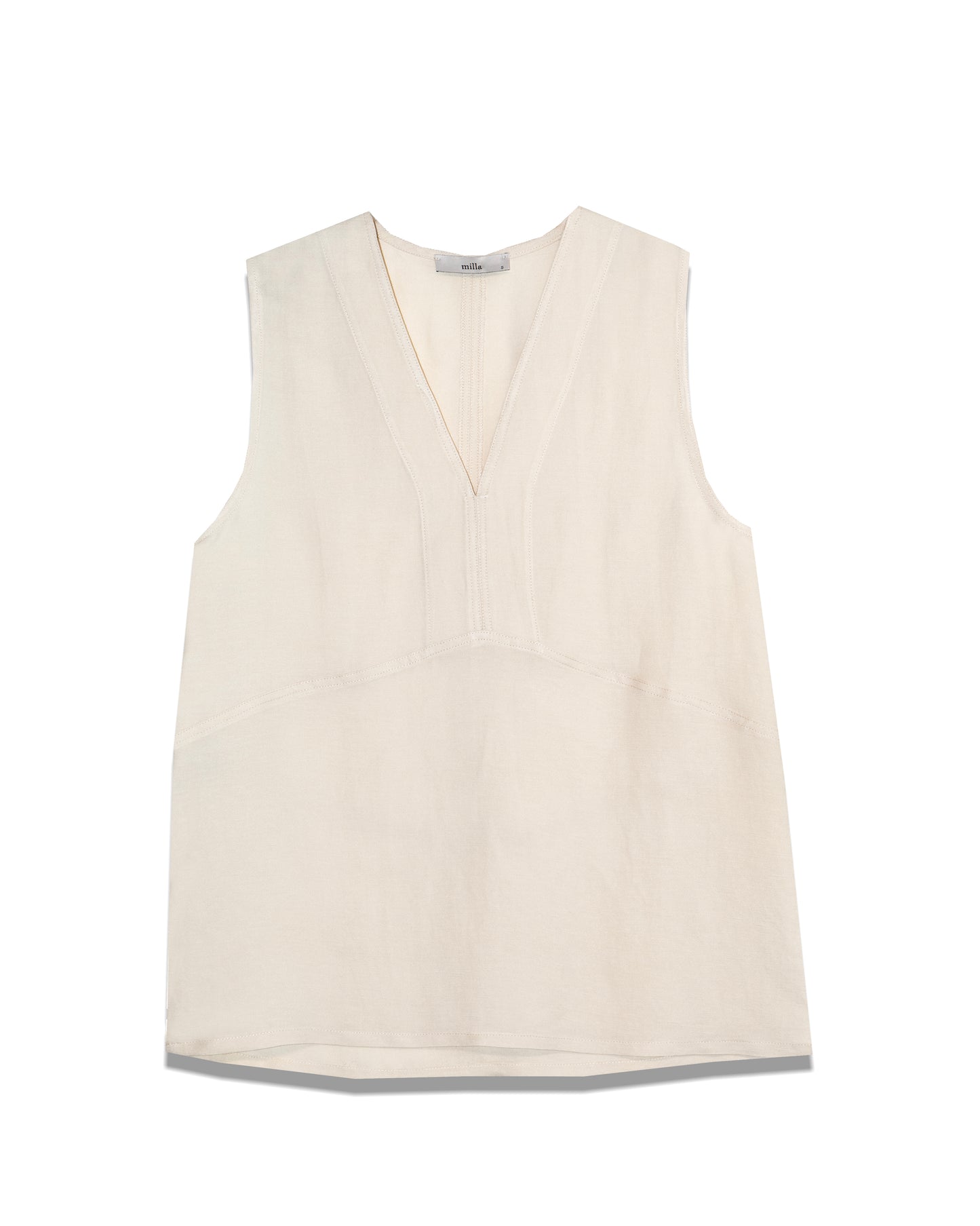 Milla Long Linen-Blend Top in Natural