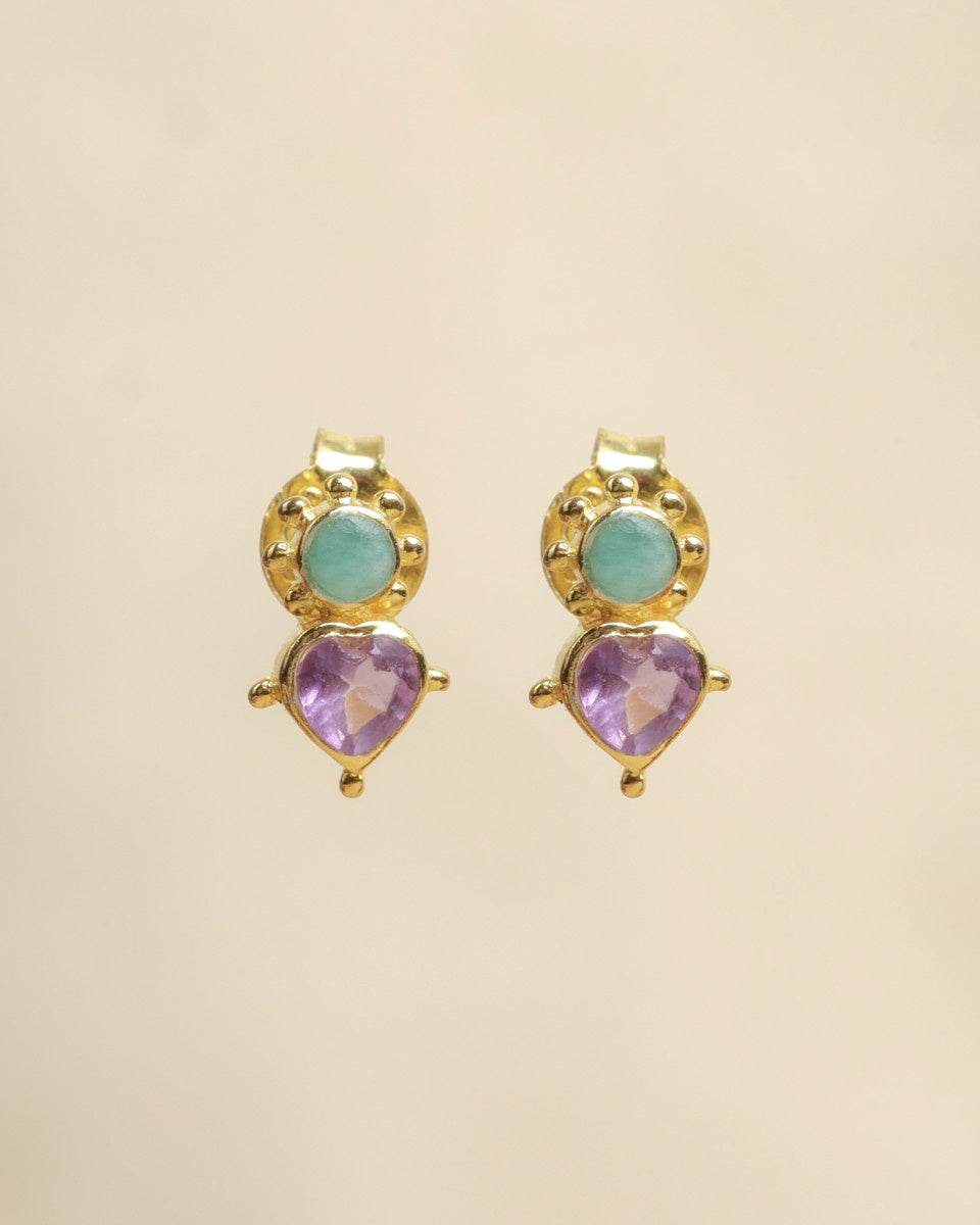 muja juma Guarani Amethyst Stud Earrings - Precious Sparkle