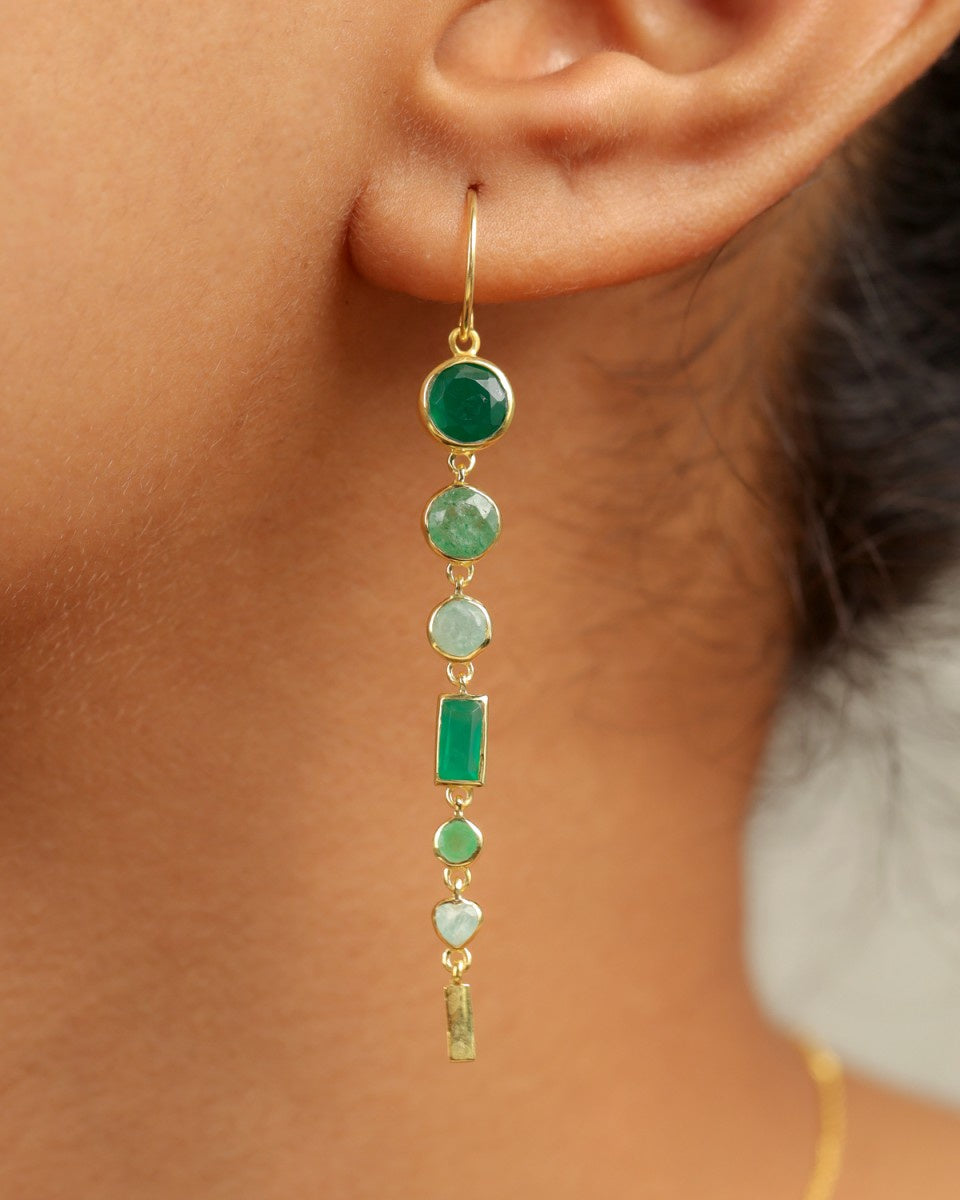 muja juma Earring Hanging Q’ero Green Agate