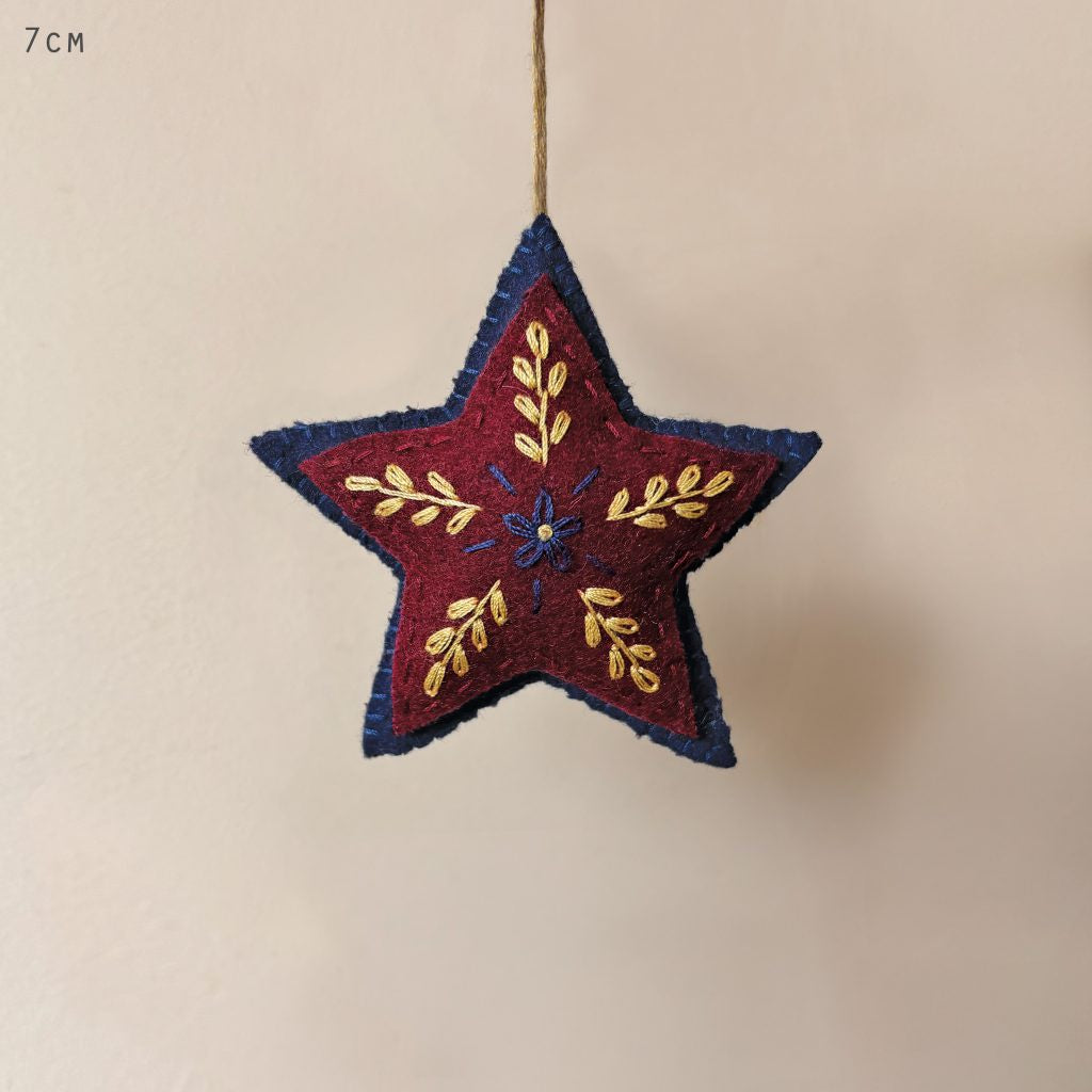 East of India Folk art hanging decoration-Blue star
