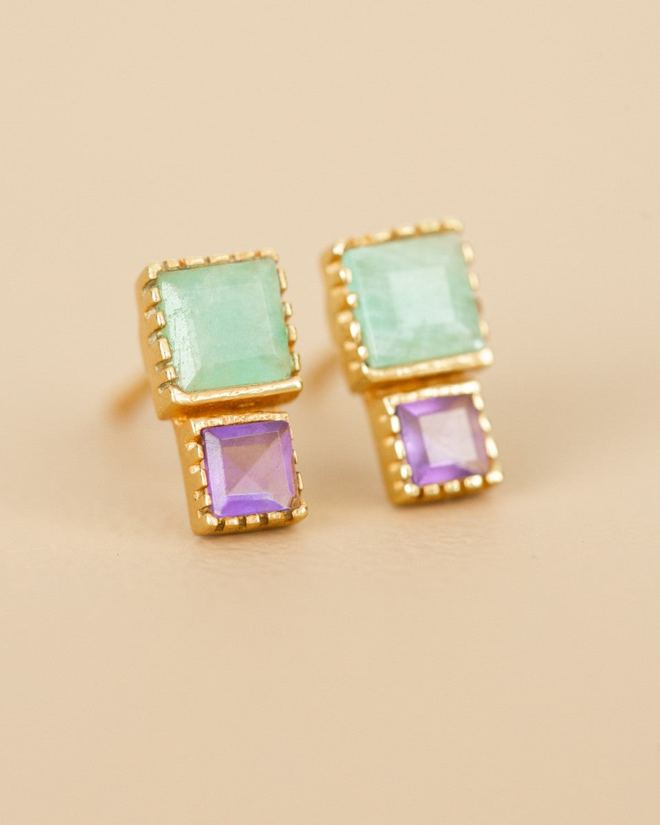 muja juma Aphid Amazonite Stud Earring