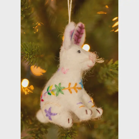 Felt Embroidered Rabbit Ornament