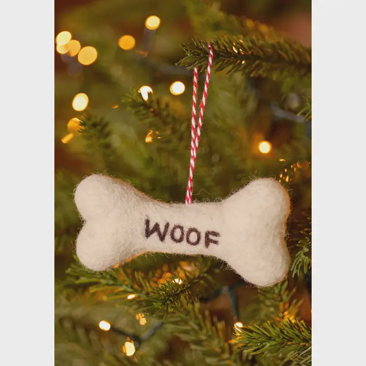 Felt Woof Bone Ornament