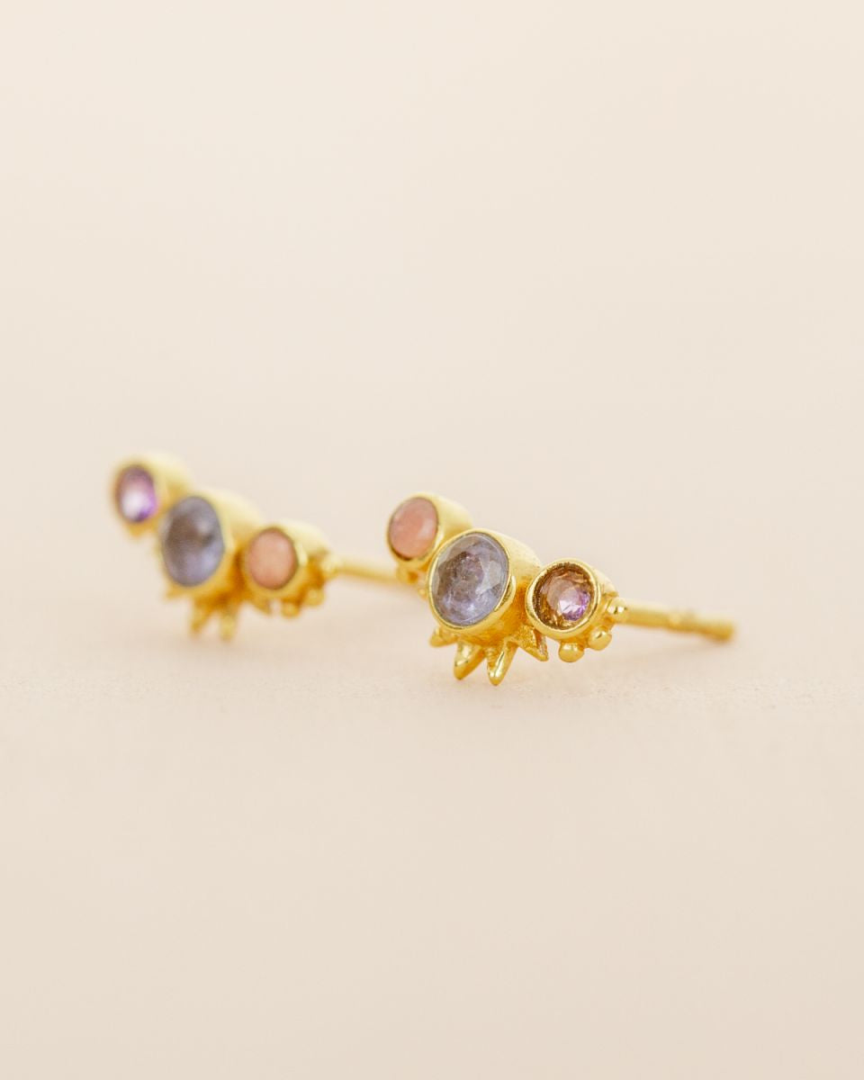 muja juma Pyxis Gold Stud Earrings Tanzanite