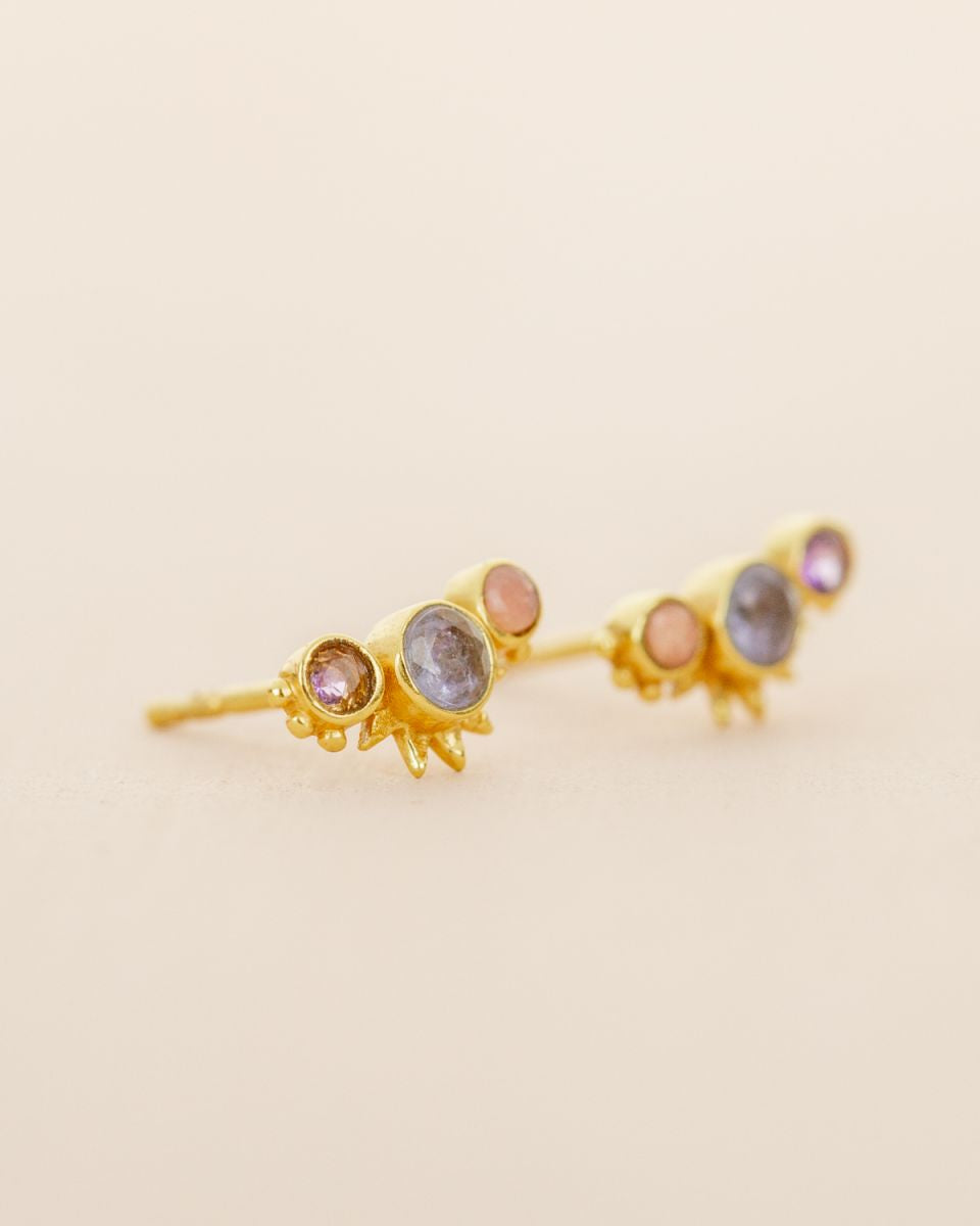 muja juma Pyxis Gold Stud Earrings Tanzanite