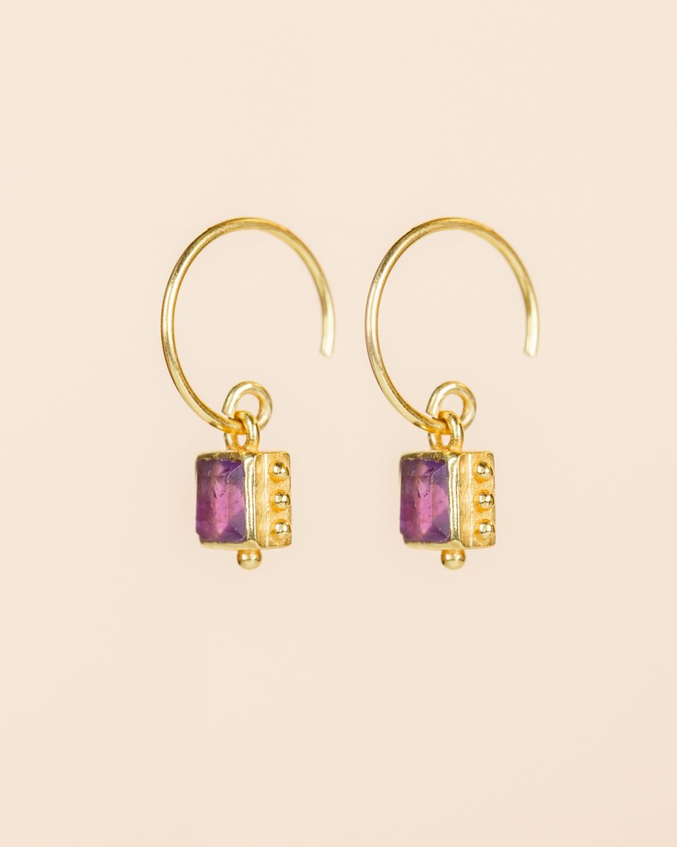 muja juma Rkiza Amethyst Square Earrings - Precious Sparkle