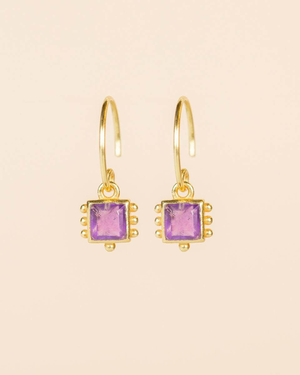 muja juma Rkiza Amethyst Square Earrings - Precious Sparkle