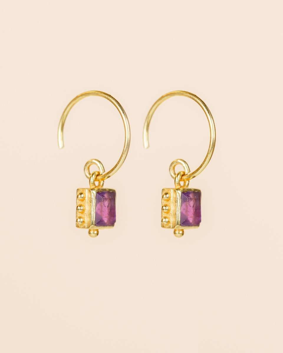 muja juma Rkiza Amethyst Square Earrings - Precious Sparkle