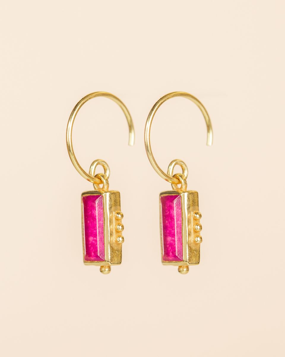 muja juma Rkiza Ruby Rectangle Earrings - Precious Sparkle