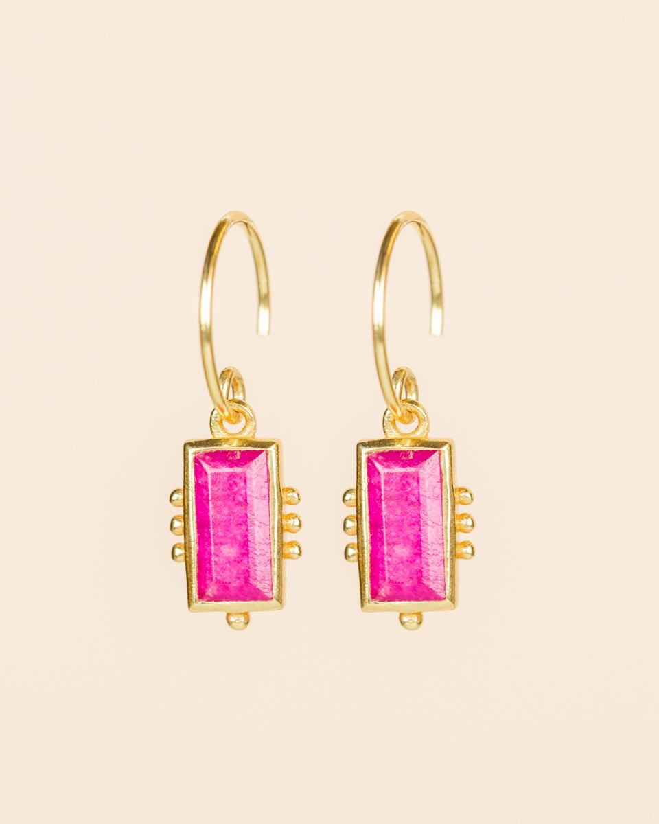 muja juma Rkiza Ruby Rectangle Earrings - Precious Sparkle