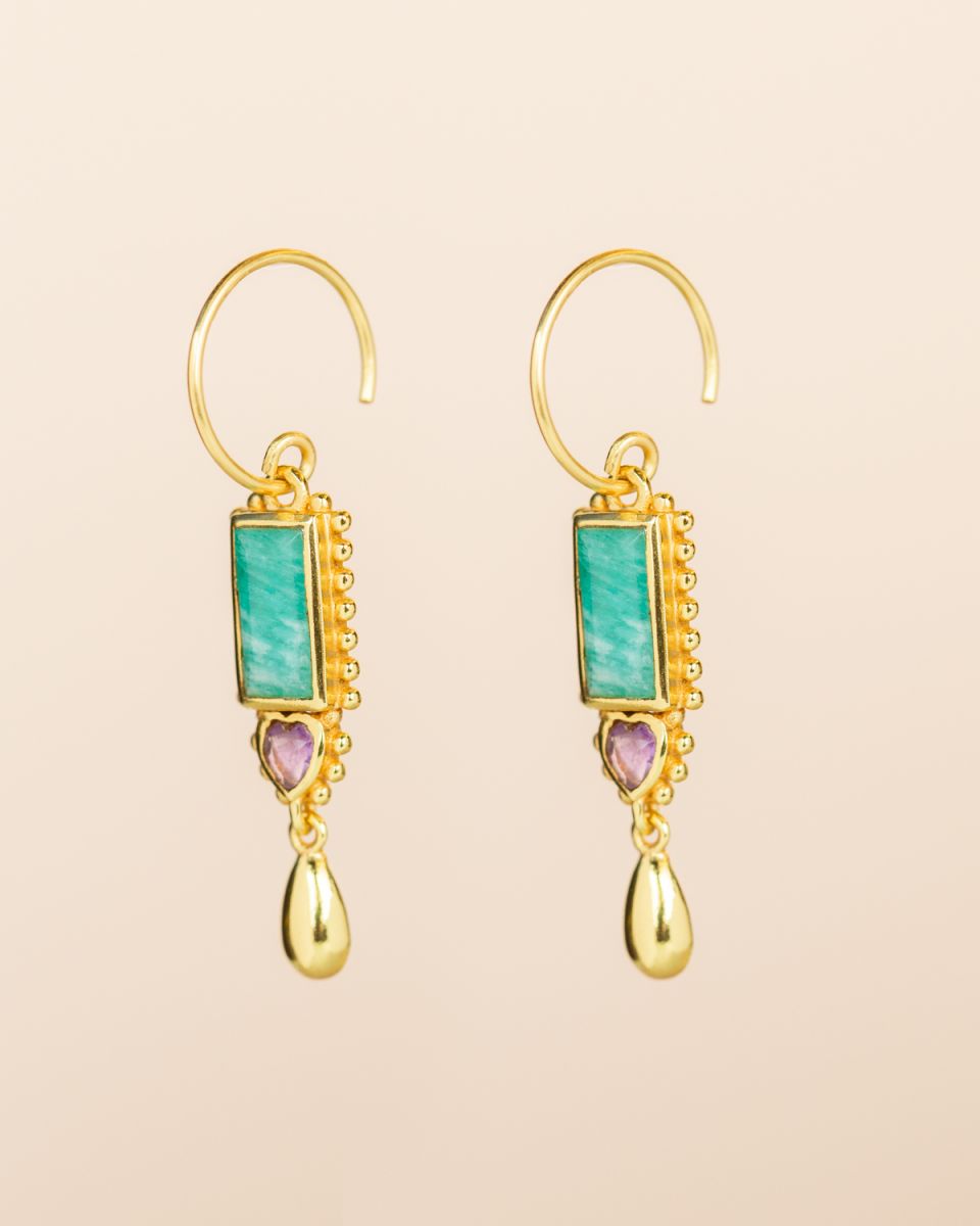 muja juma Rkiza Amazonite Rectangle Earrings - Precious Sparkle