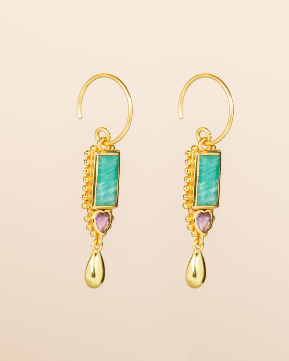muja juma Rkiza Amazonite Rectangle Earrings - Precious Sparkle
