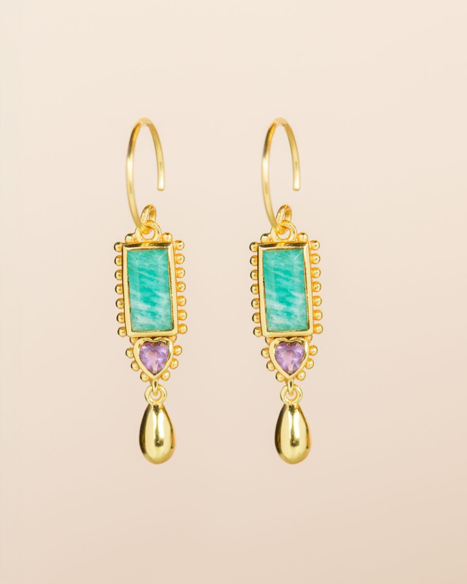 muja juma Rkiza Amazonite Rectangle Earrings - Precious Sparkle