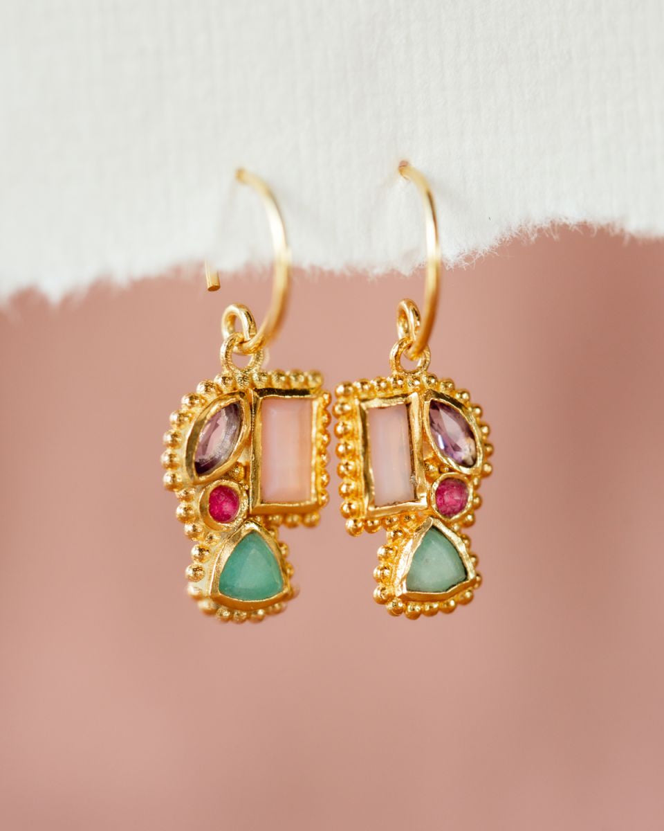 muja juma Najah Pink Opal Earrings