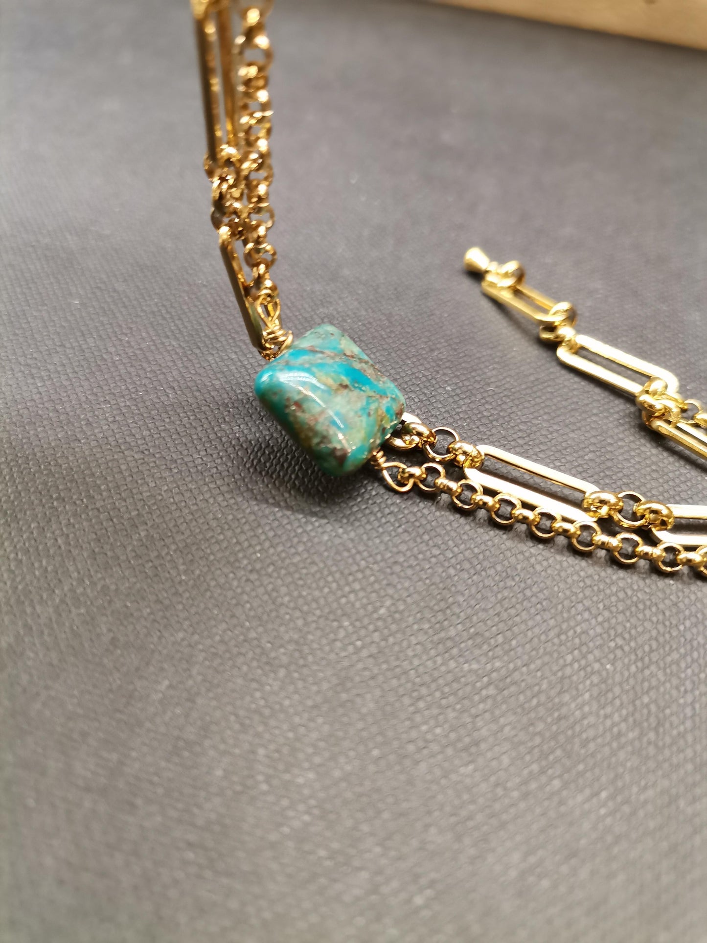 Chrysocolla Stone Gold Bracelet - Precious Sparkle