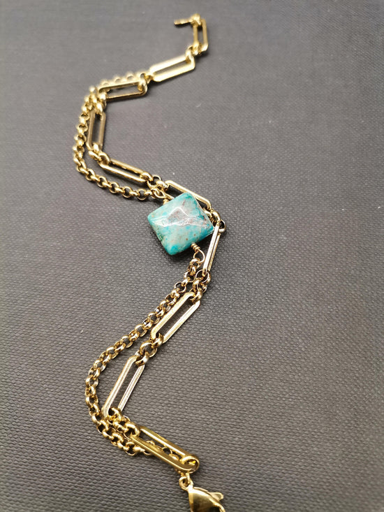Chrysocolla Stone Gold Bracelet - Precious Sparkle