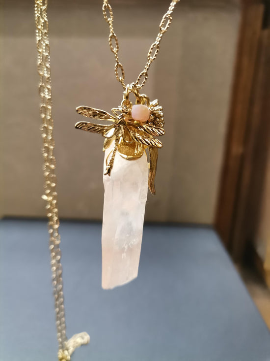 Bronze Rock Crystal Gold Dragonfly Chain - Precious Sparkle