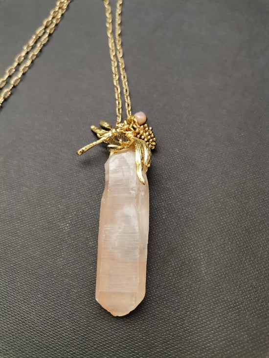 Bronze Rock Crystal Gold Dragonfly Chain - Precious Sparkle