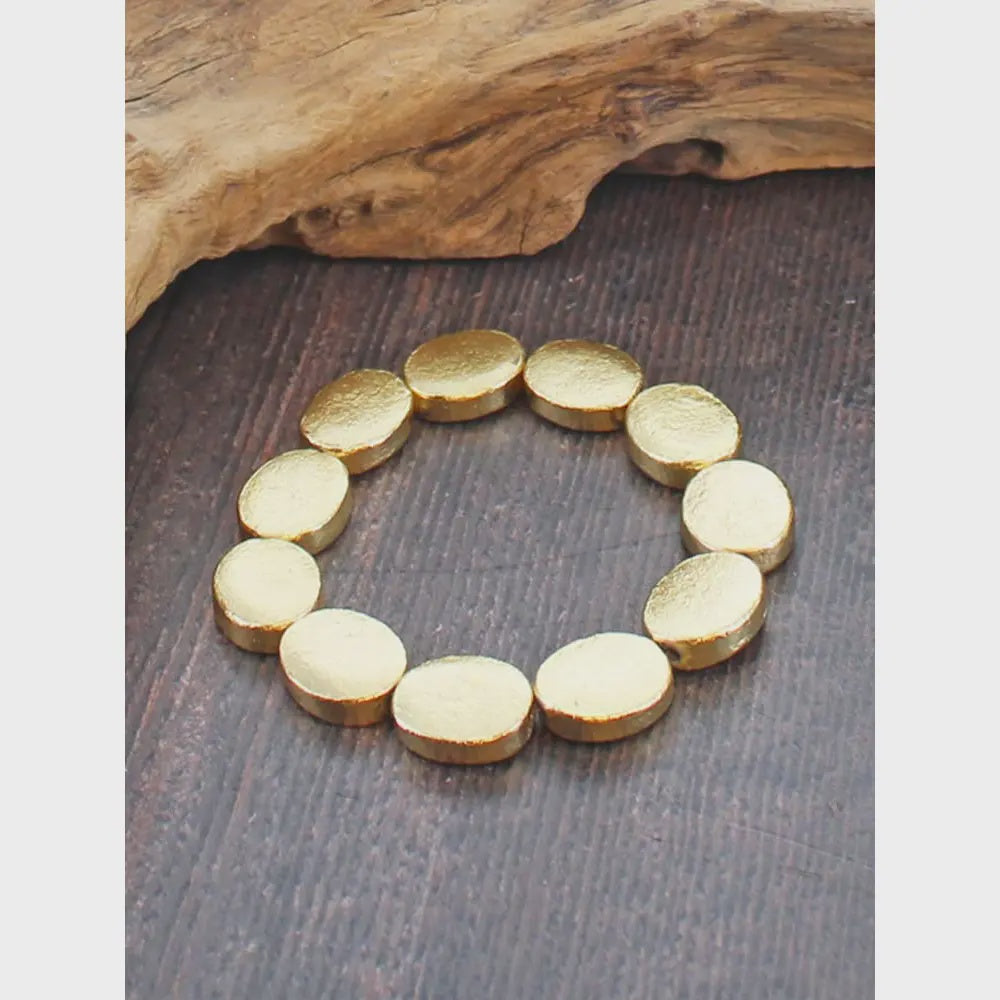 Suzie Blue Oval Disc Bracelet Gold