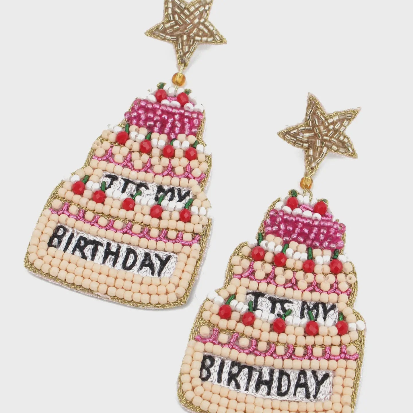 My Doris Beaded Double Birthday Cake Earrings