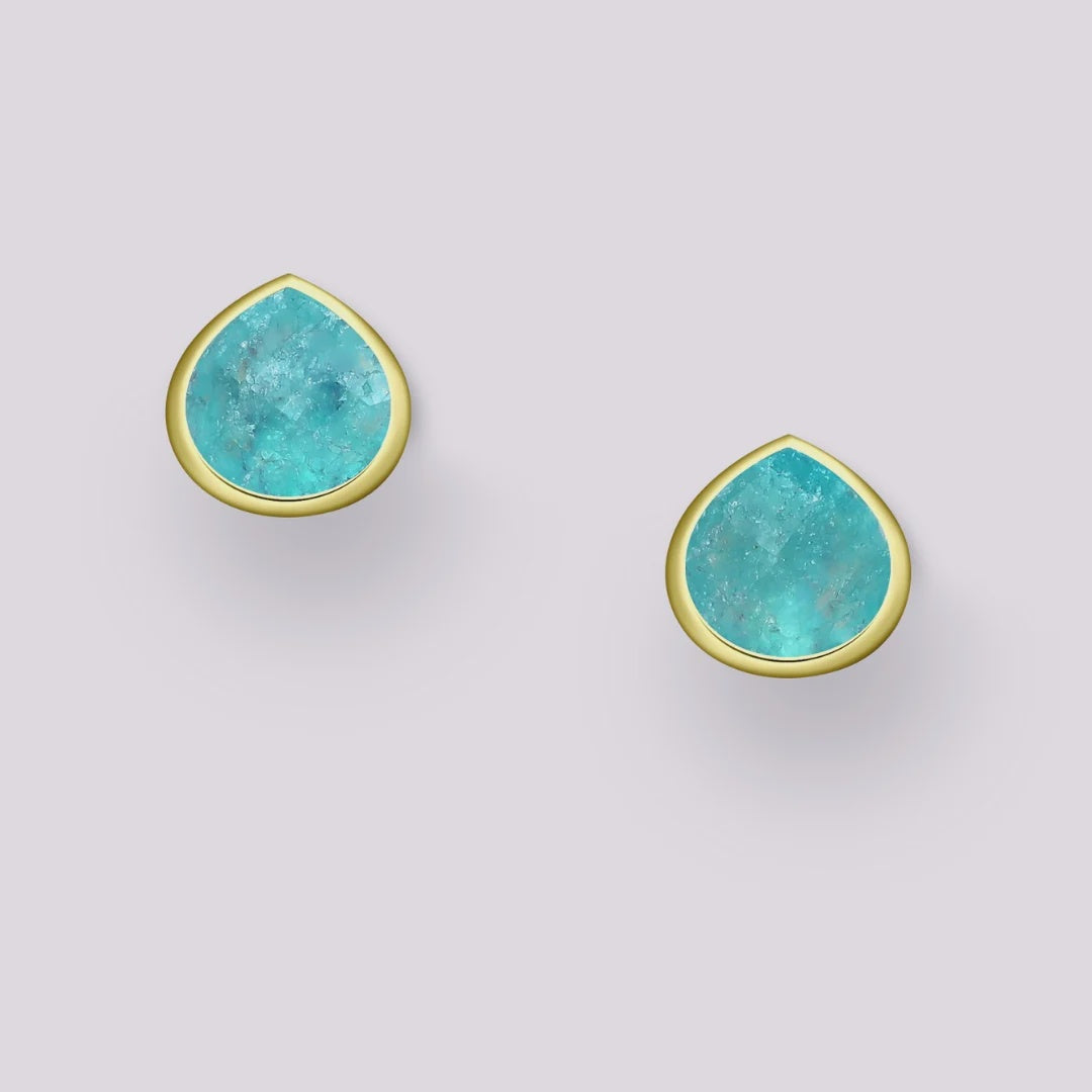 Vurchoo Studs of Hope Teardrop Earrings Gold- Sky Blue Chalcedony - Precious Sparkle