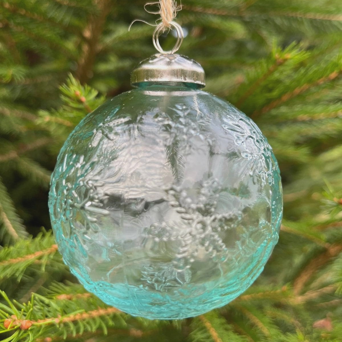 Jarapa Glass Snowflake Bauble Natural - Precious Sparkle