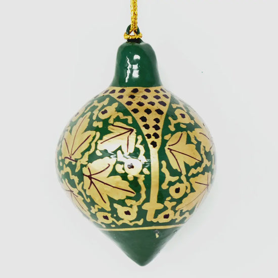 Fair Trade Green Hanging Lantern Bauble - Central Leaves - Precious Sparkle