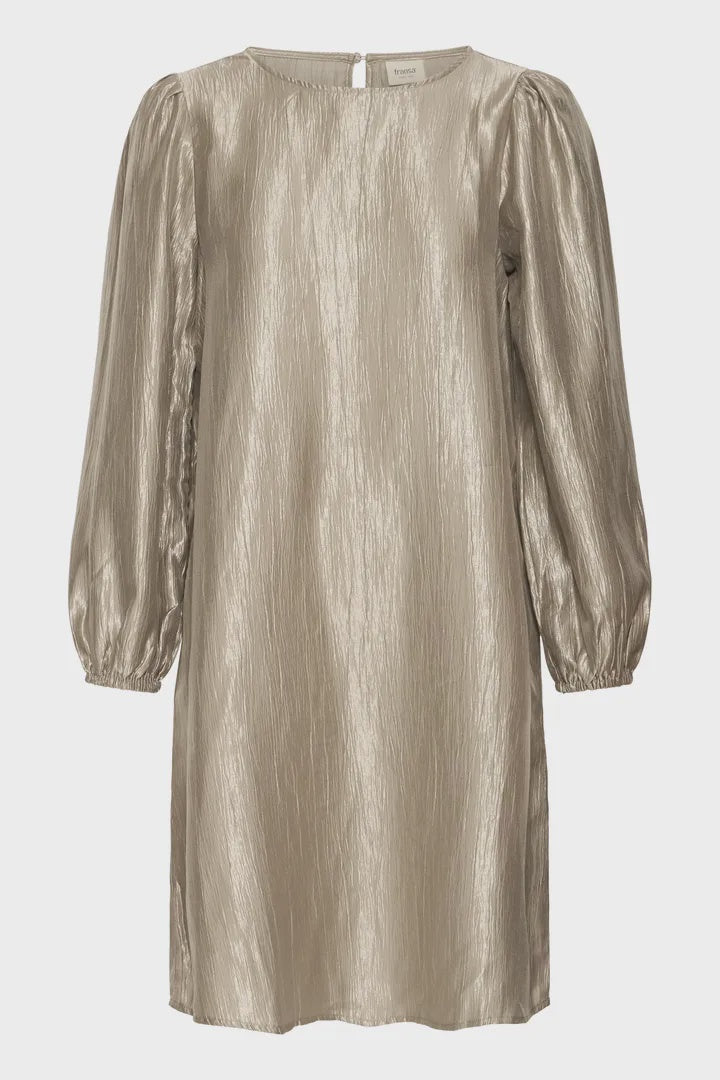 Fransa Fryoselin Gold Metallic Dress - Precious Sparkle