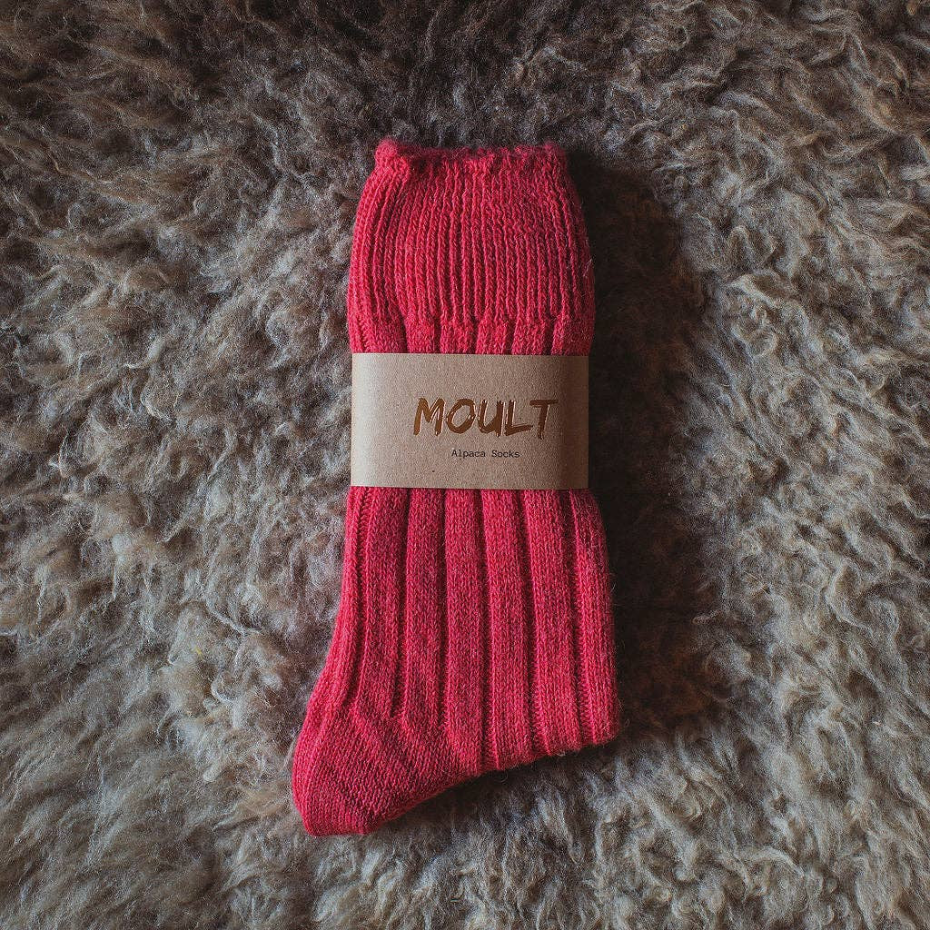 Alpaca Socks In Raspberry: Small (UK4-7) - Precious Sparkle