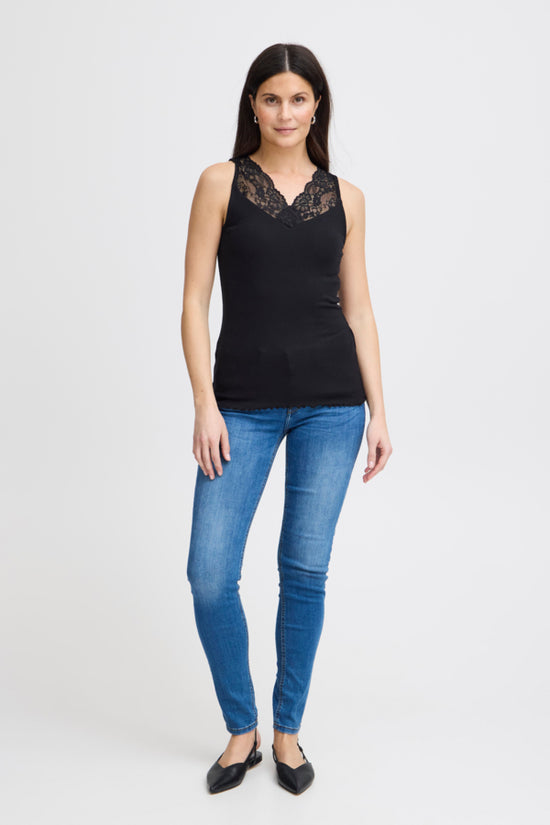 Fransa Frhizamond Cami Top Black - Precious Sparkle