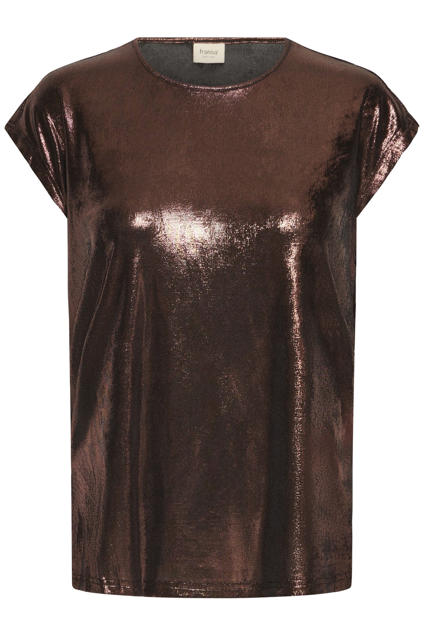 Fransa Frfranny Chocolate Metallic Tee - Precious Sparkle