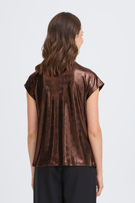 Fransa Frfranny Chocolate Metallic Tee - Precious Sparkle