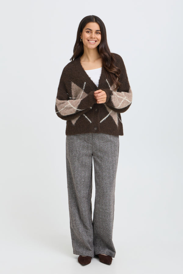 Fransa FrCharleen Cardigan Hot Fudge Check