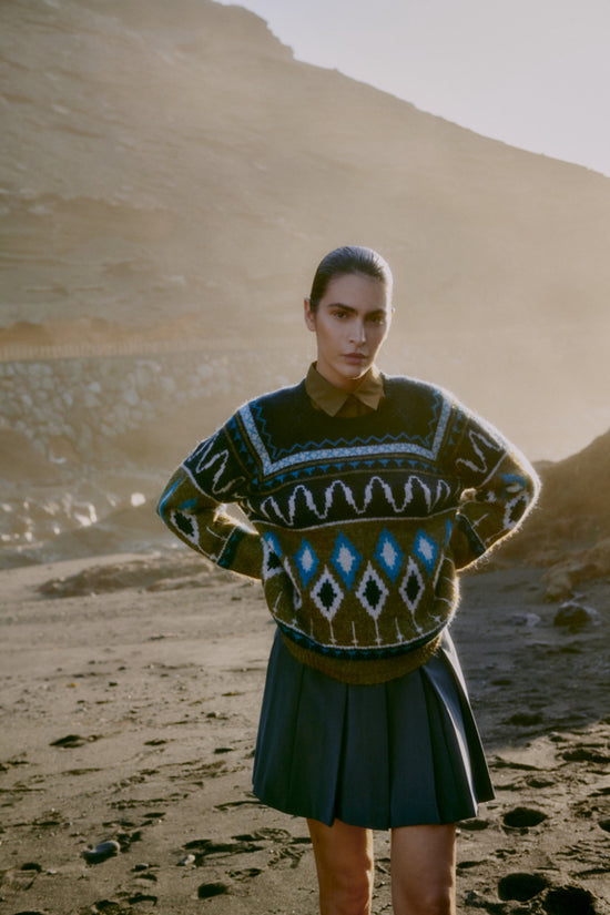 b.young Bynafta Jacquard Jumper Navy Blazer - Precious Sparkle