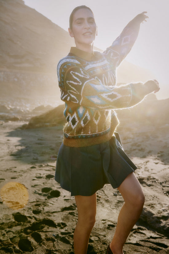 b.young Bynafta Jacquard Jumper Navy Blazer - Precious Sparkle