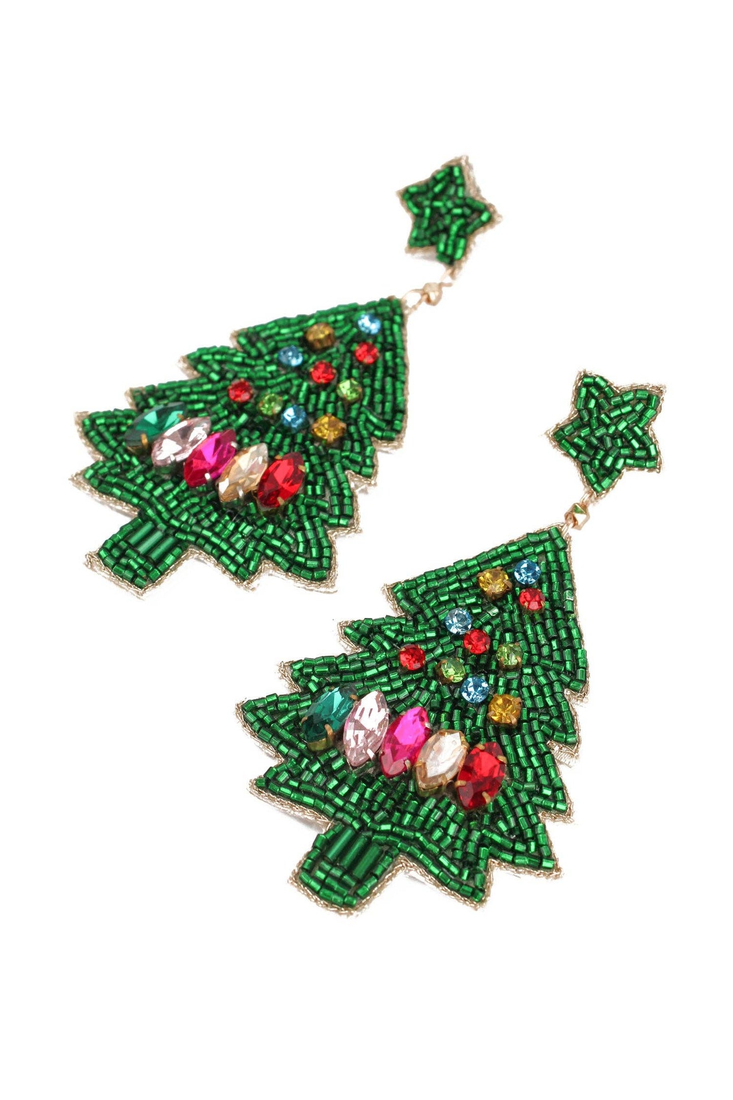 My Doris LARGE RAINBOW AND GREEN CHRISTMAS TREE EARRINGS - Precious Sparkle