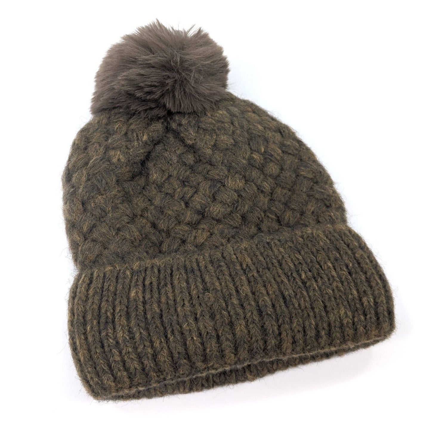 Weave Pom Pom Hat Mocha - Precious Sparkle