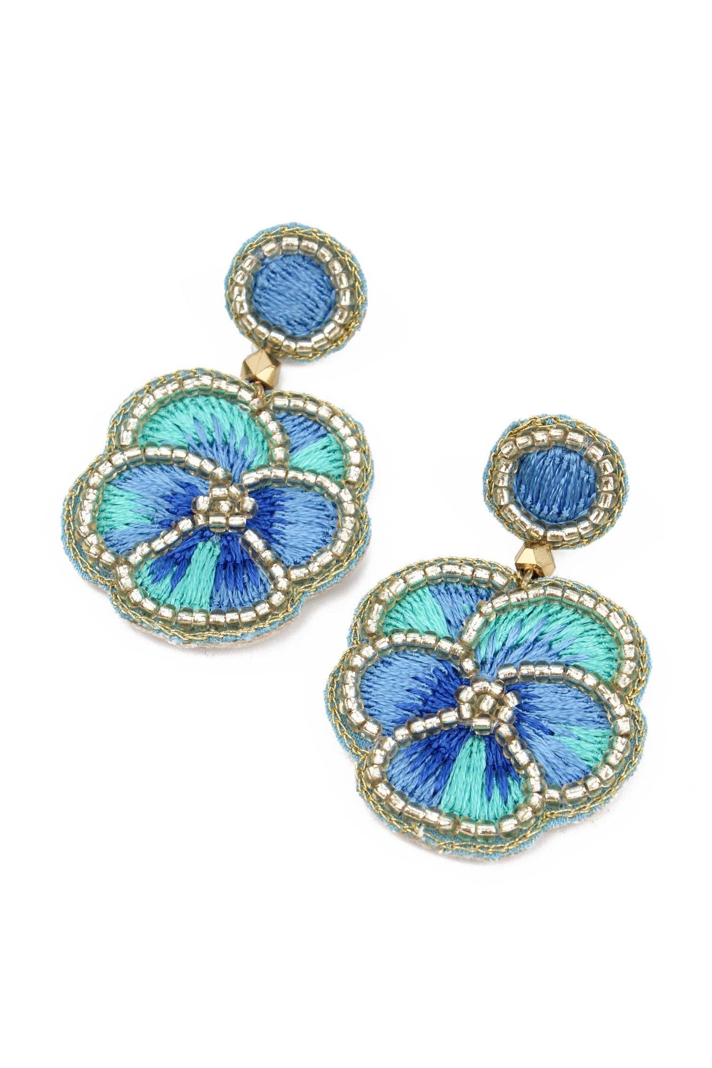 My Doris Blue Pansy Earrings - Precious Sparkle