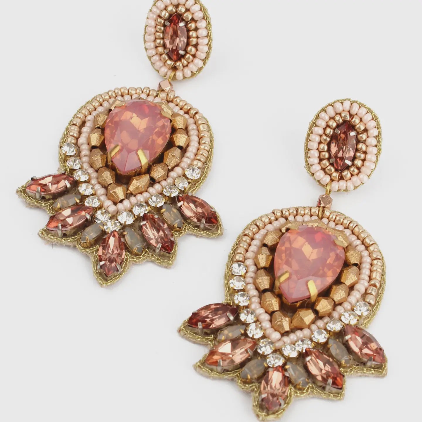 My Doris Peach Art Deco Earrings