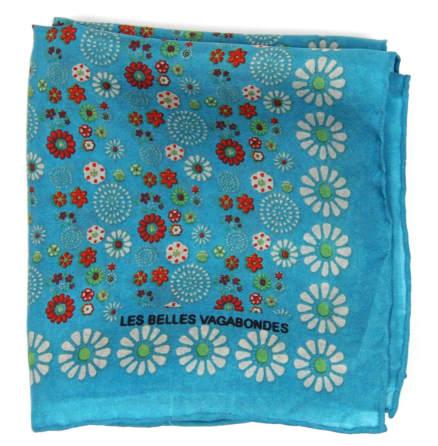 Les Belles Vagabondes Mini Hanami Turquoise Silk Scarf