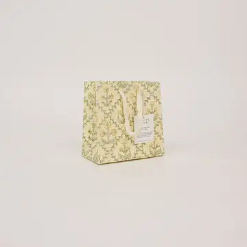 Paper Mirchi Hand Block Printed Gift Bag Small Buttercream - Precious Sparkle